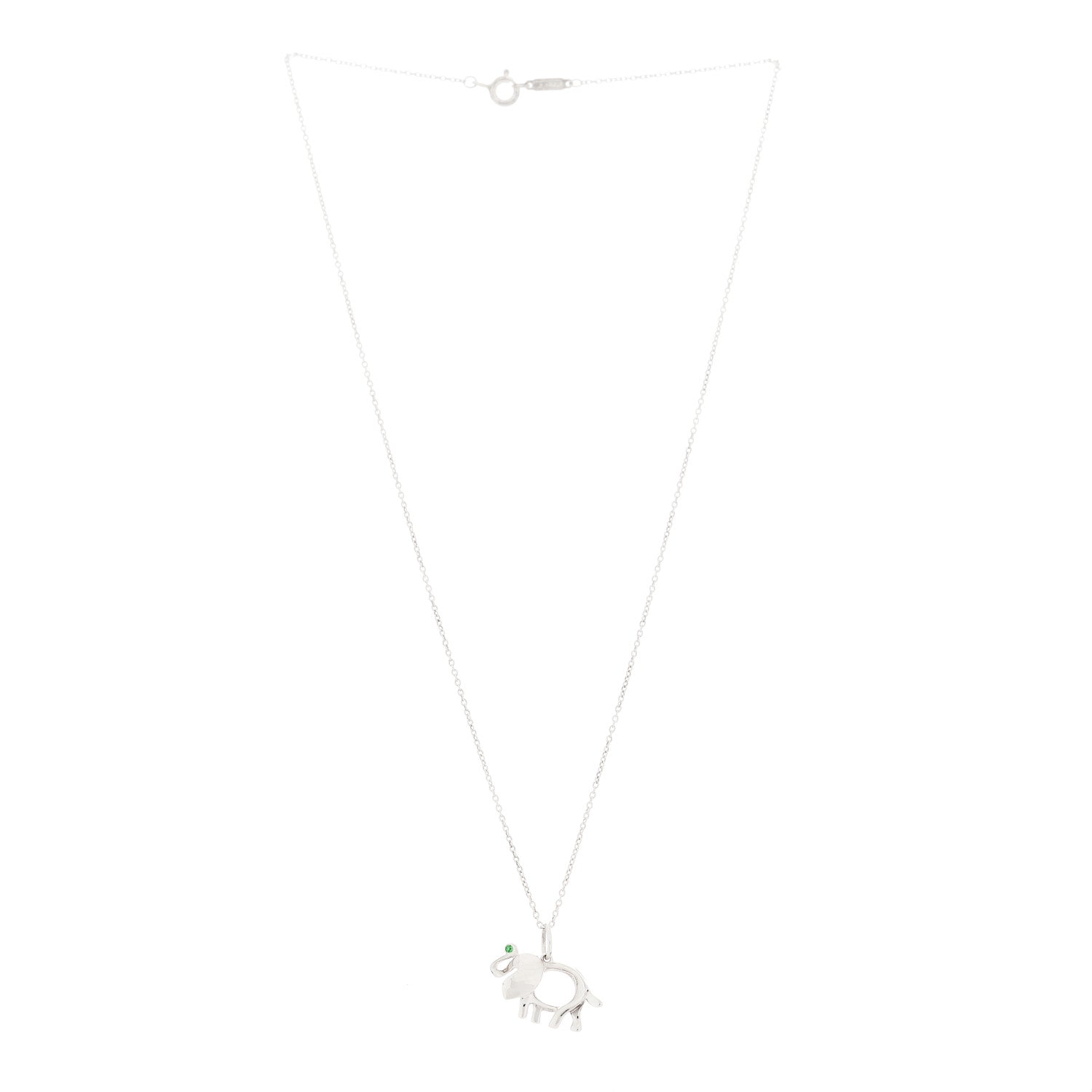 Tiffany Sterling Silver Tsavorite Save the Wild Elephant Charm Necklace 3 of 5
