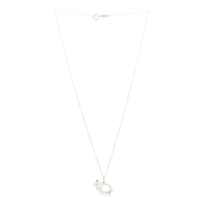 Tiffany Sterling Silver Tsavorite Save the Wild Elephant Charm Necklace 3 of 5