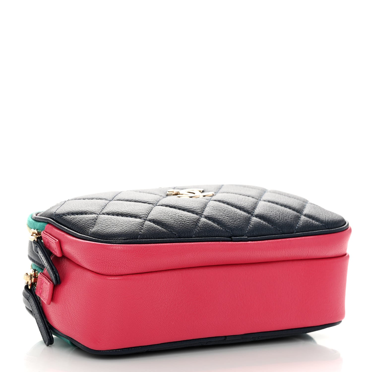 Chanel Goatskin Quilted Tri-Color In & Out Waist Bag Navy Turquoise Pink 5 of 14