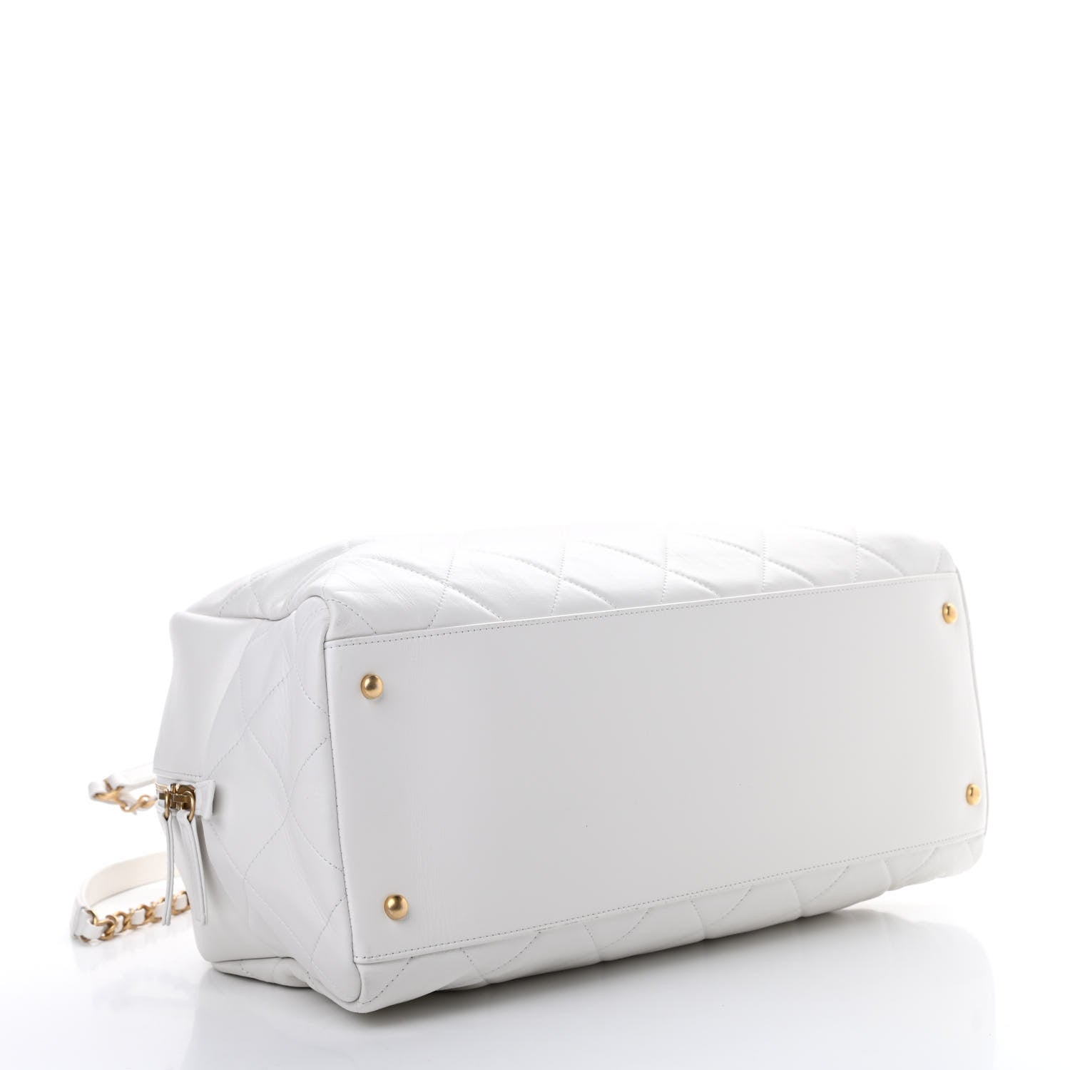 Chanel Calfskin Quilted CC Top Handle Bowling Bag White 4 of 11
