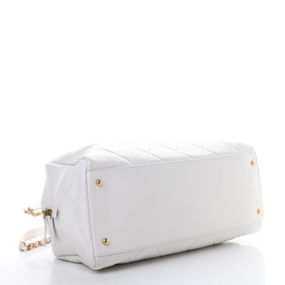 Chanel Calfskin Quilted CC Top Handle Bowling Bag White 4 of 11