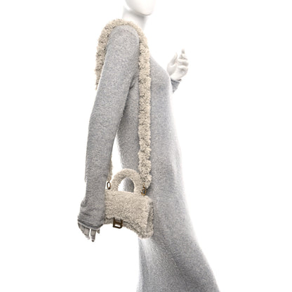 Balenciaga Faux Fur Fluffy Hourglass XS Top Handle Bag Natural 2 of 9