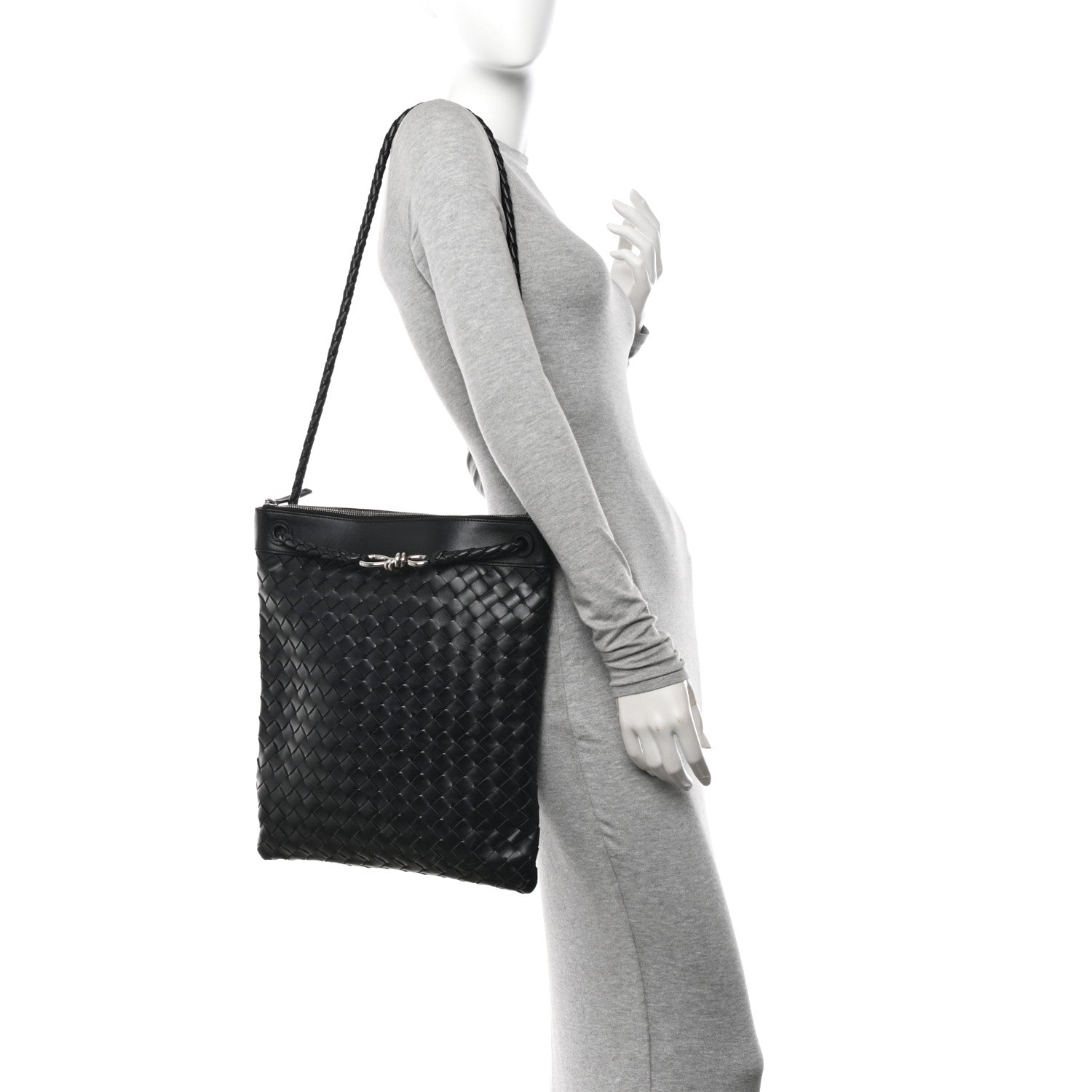 Bottega Veneta Nappa Intrecciato Andiamo Flat Messenger Black 2 of 10