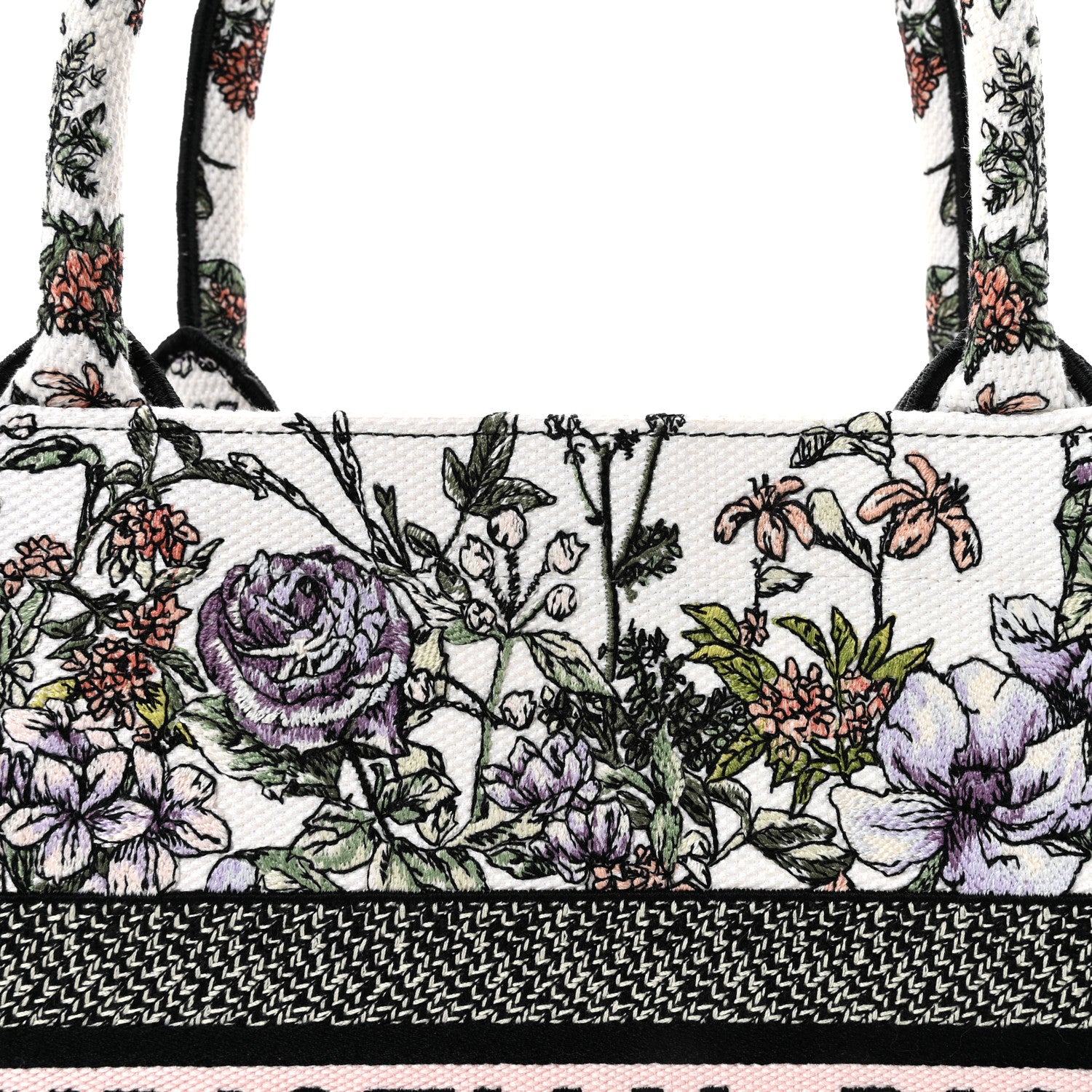 Christian Dior Canvas Embroidered Medium Flowers Book Tote White 7 of 9