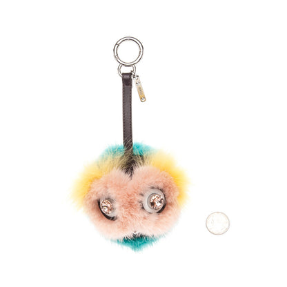 Fendi Shiny Nappa Mink Fox Fur Crystal QuTweet Dazzling Bag Bug Charm Bordeaux Seashell Multicolor 2 of 4