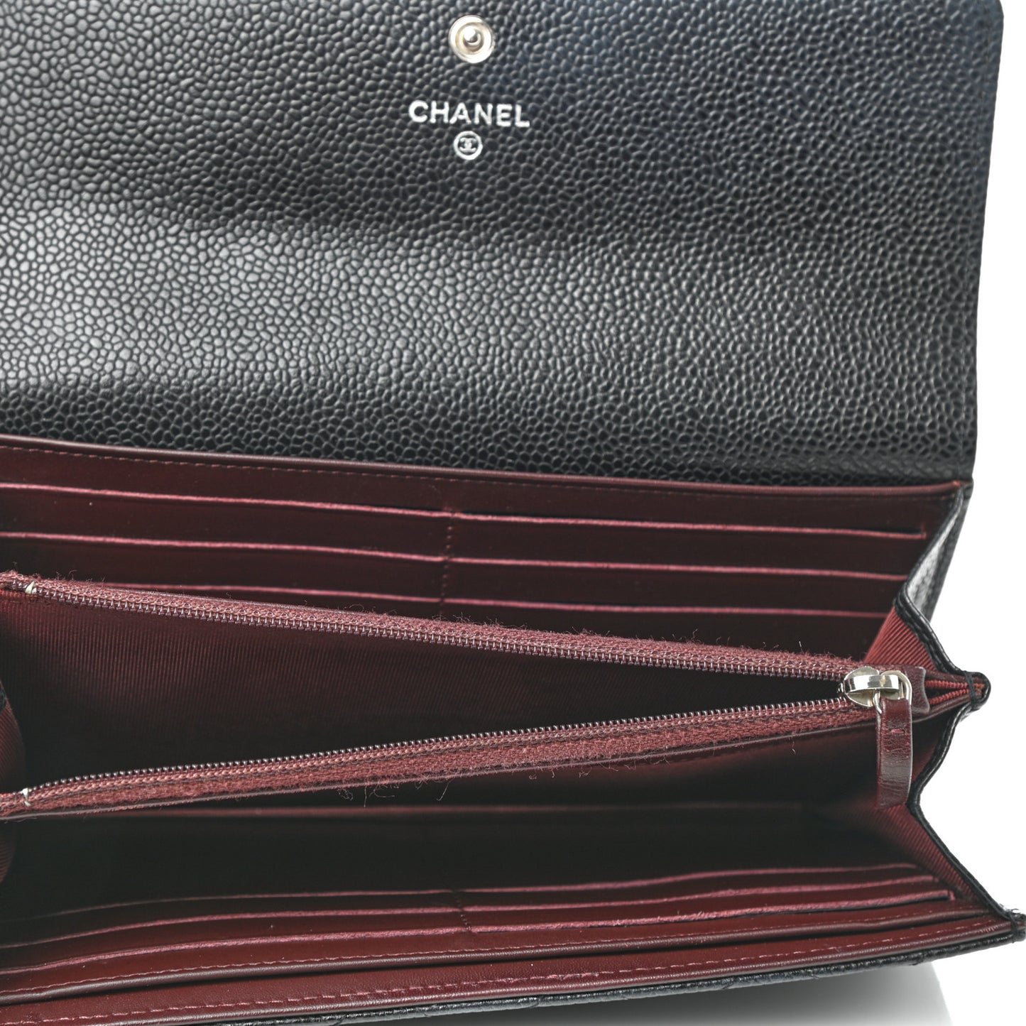 Caviar Quilted Large Gusset Flap Wallet Black