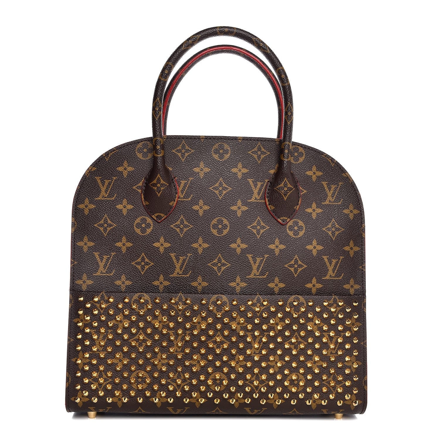 Louis Vuitton Monogram Calf Hair Spikes Iconoclasts Christian Louboutin Tote Red 1 of 7