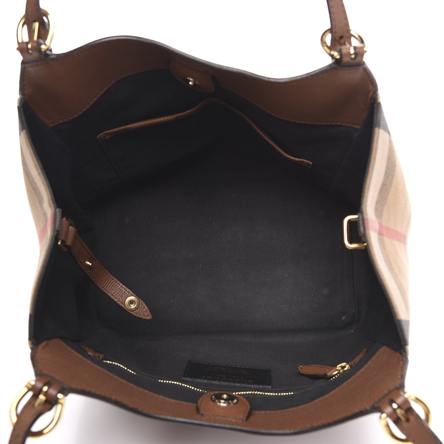 Grainy Calfskin House Check Small Canterbury Tote Tan