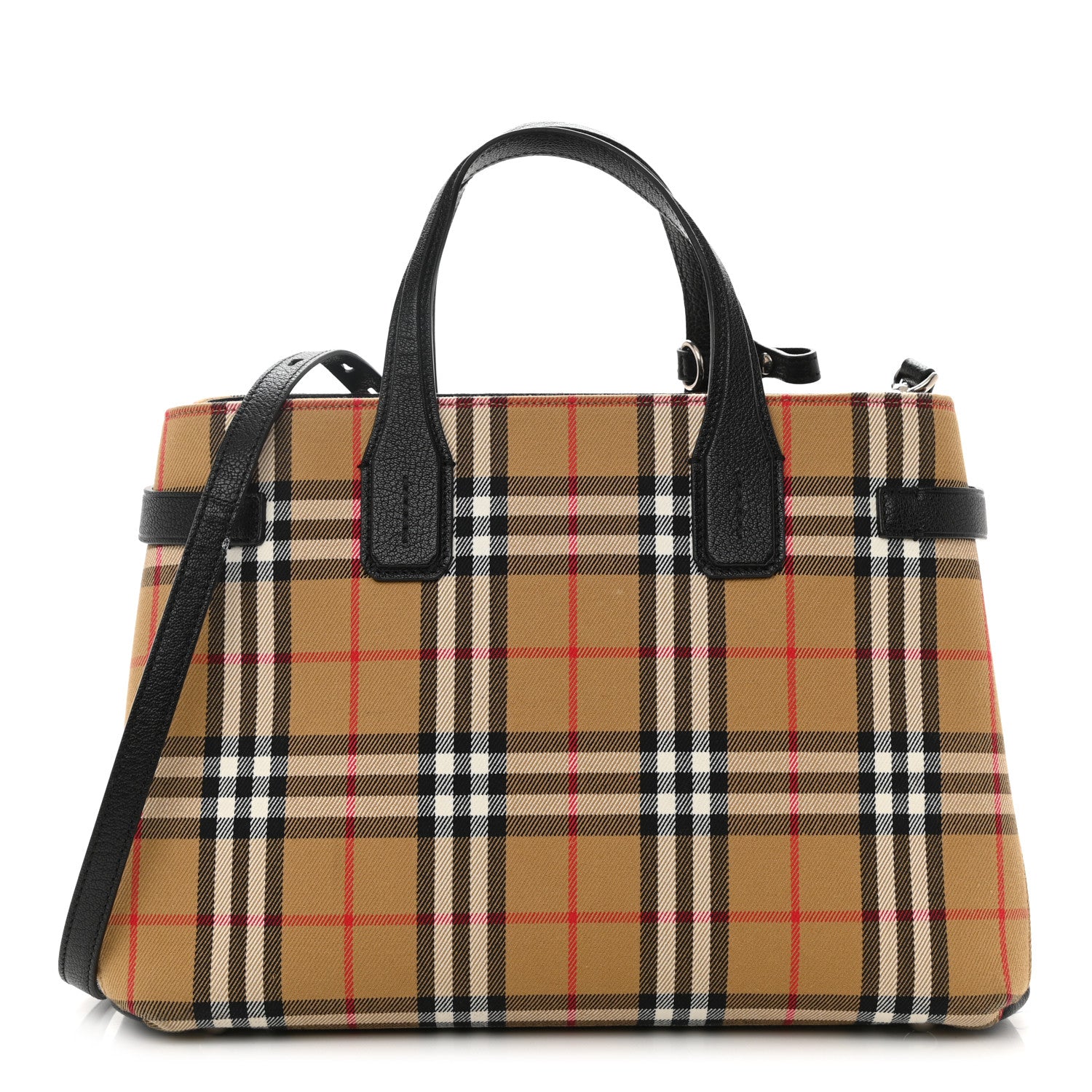 Burberry Goatskin Vintage Check Medium Banner Tote Black 1 of 11