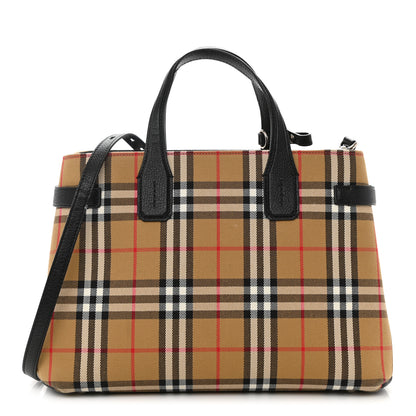 Burberry Goatskin Vintage Check Medium Banner Tote Black 1 of 11
