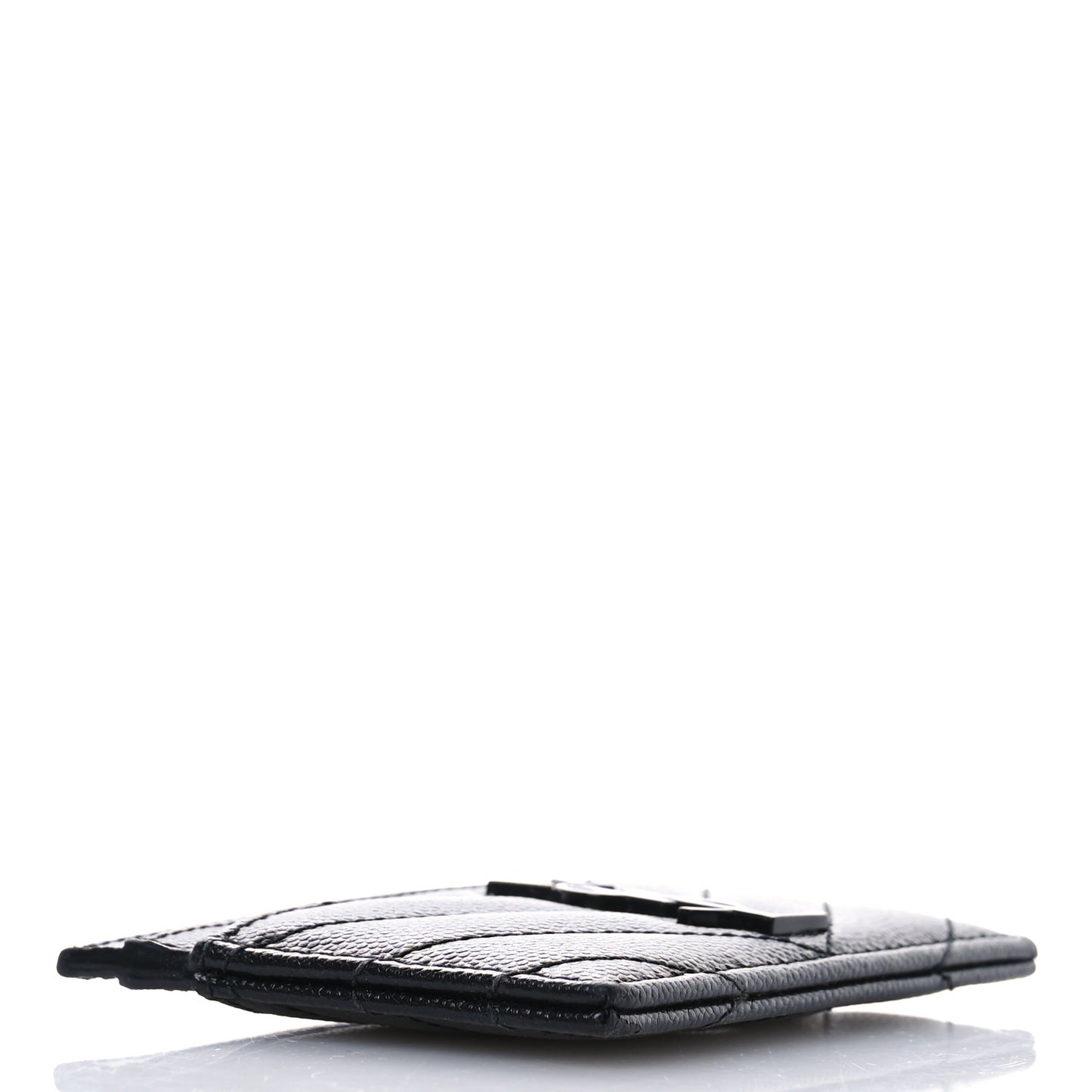 Grain De Poudre Matelasse Chevron Monochrome Monogram Credit Card Case Black