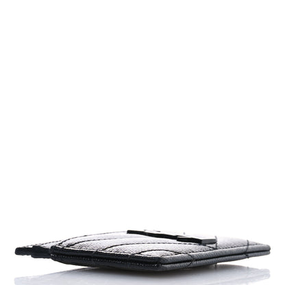 Saint Laurent Grain De Poudre Matelasse Chevron Monochrome Monogram Credit Card Case Black 4 of 7