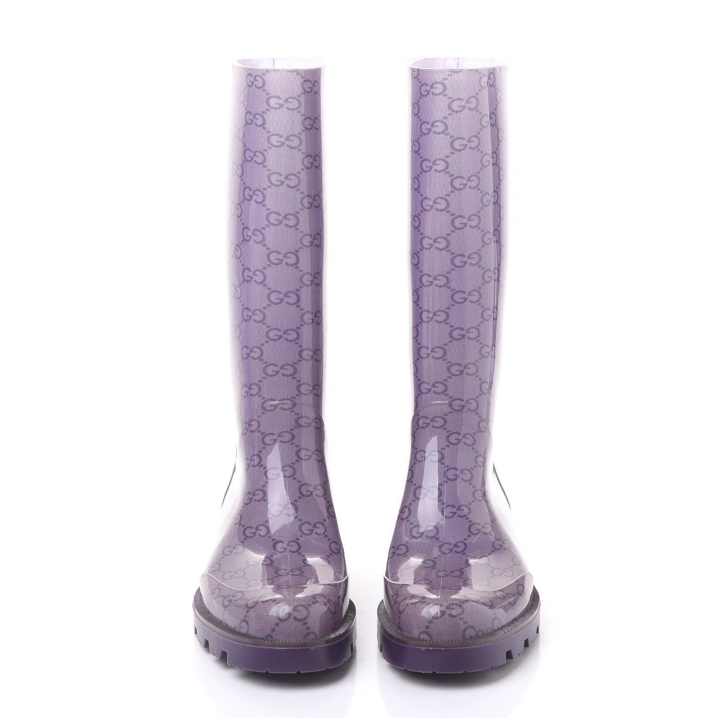 Rubber Monogram Edinburg Rain Boots 37 Transparent Grape Royal