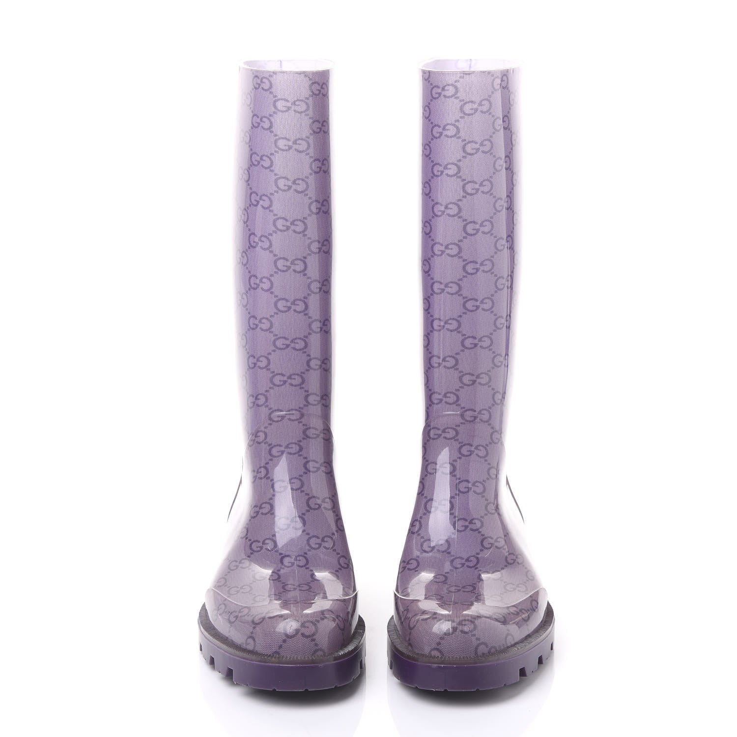 Gucci Rubber Monogram Edinburg Rain Boots 37 Transparent Grape Royal 2 of 7