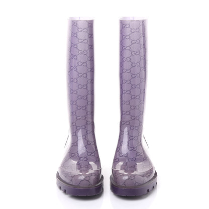Gucci Rubber Monogram Edinburg Rain Boots 37 Transparent Grape Royal 2 of 7