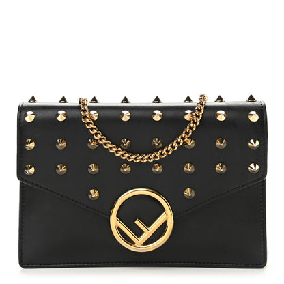 Fendi Vitello Liberty F is Fendi Studded Medium Envelope Wallet on Chain Black 1 of 10