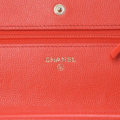 Chanel Caviar Quilted Wallet on Chain WOC Red 8 of 13