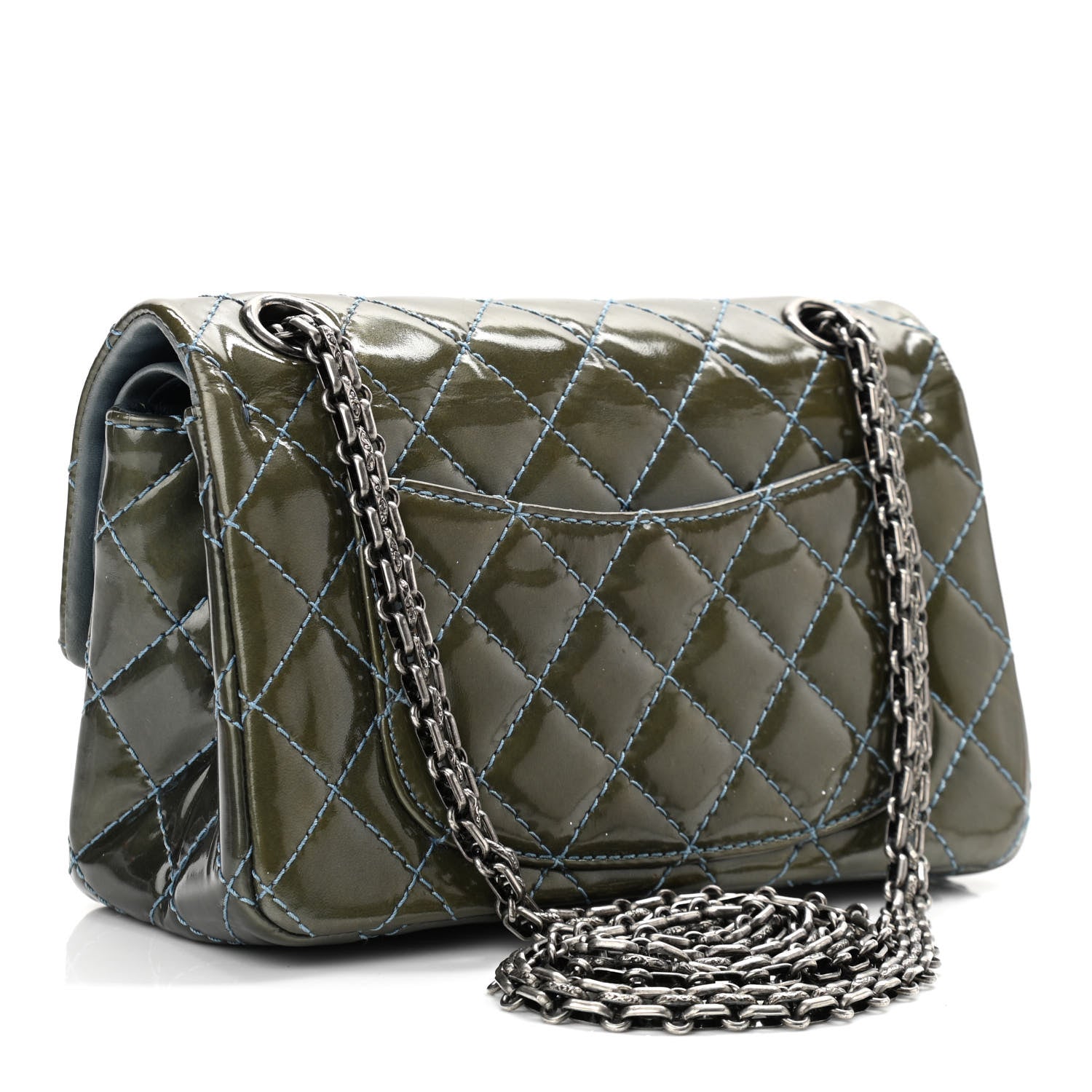 Chanel Patent 2.55 Reissue Flap 224 Blue 3 of 14