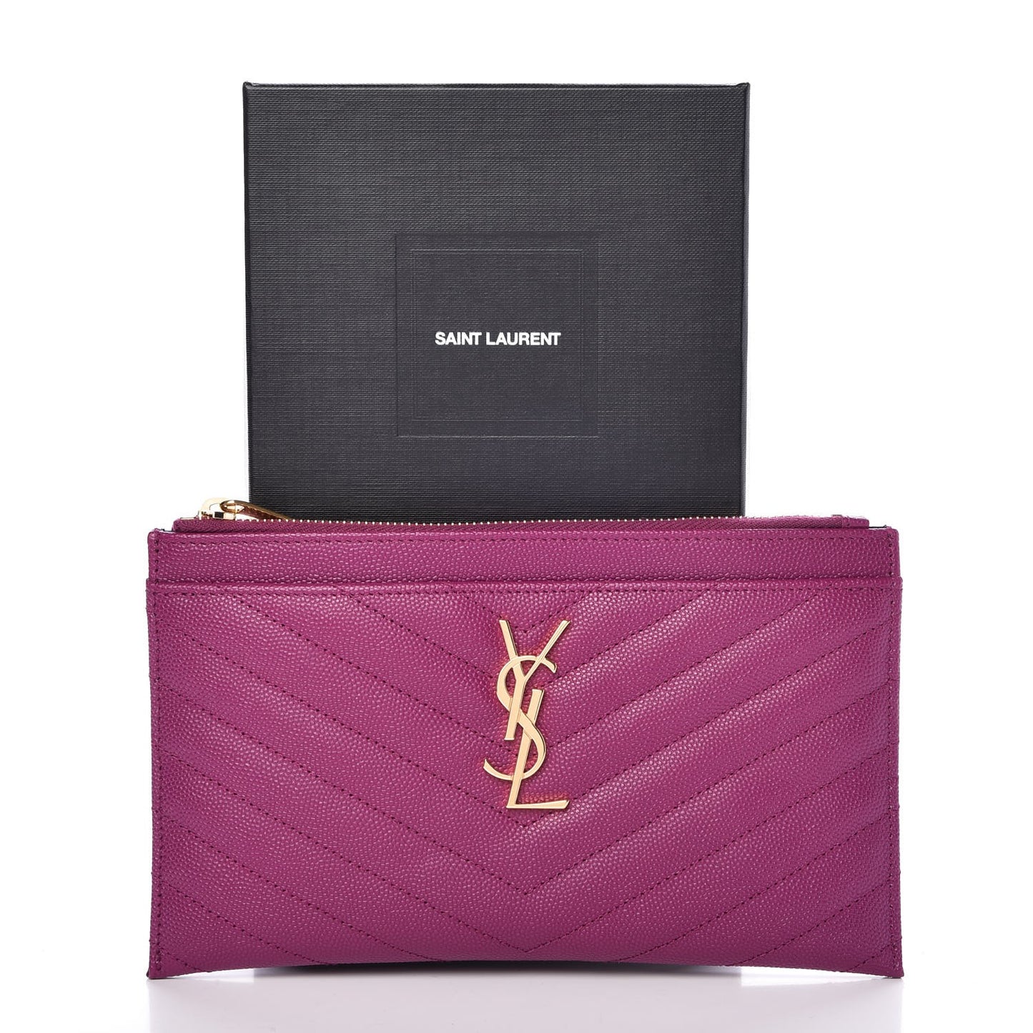 Grain De Poudre Chevron Monogram Bill Pouch Dark Grape