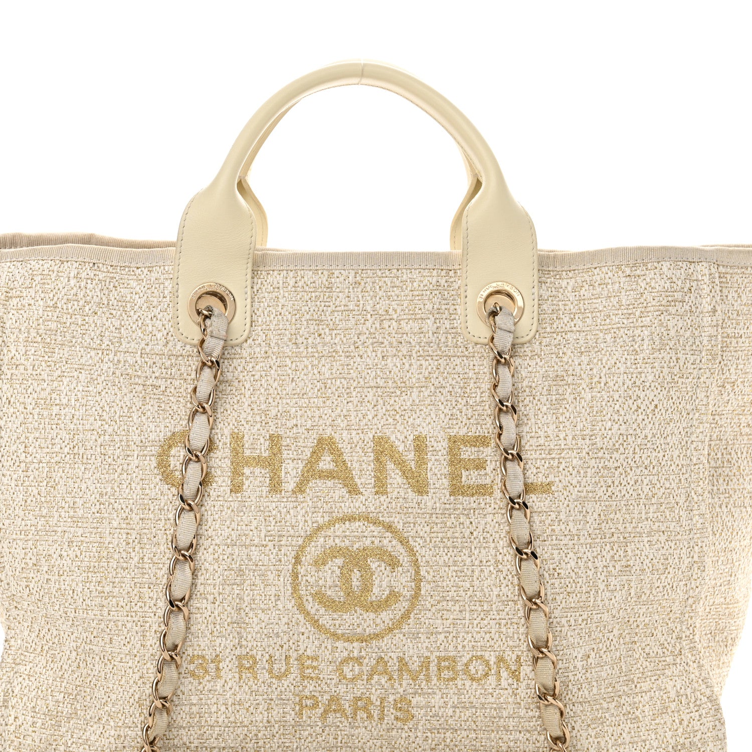 Chanel Lurex Boucle Medium Deauville Tote White 8 of 16