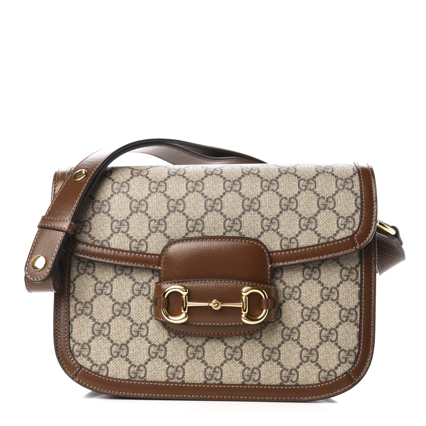GG Supreme Monogram Horsebit 1955 Shoulder Bag Beige Brown Sugar