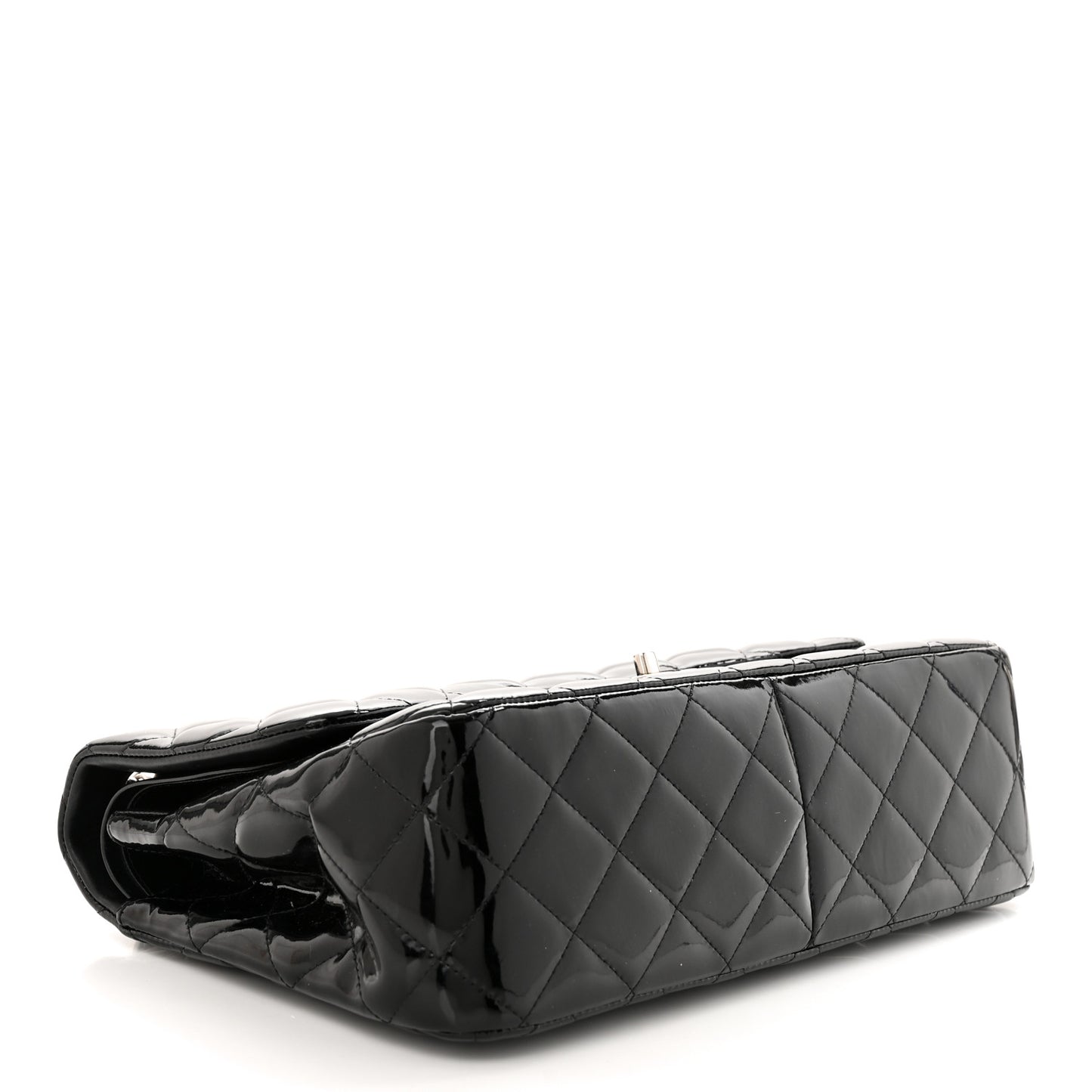 Patent Quilted Jumbo Single Flap Black