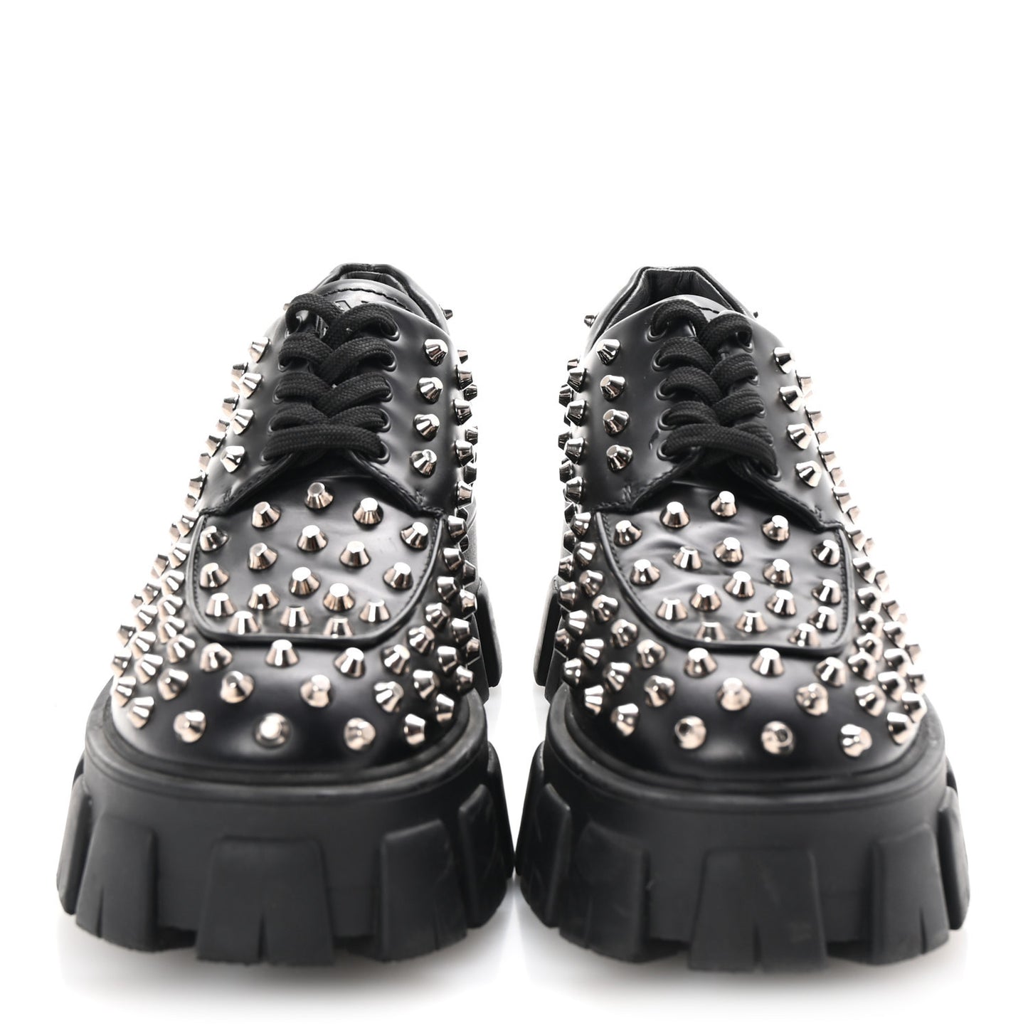 Spazzolato Rois Studded Lace Up Monolith 55mm Derby Loafers 38 Black