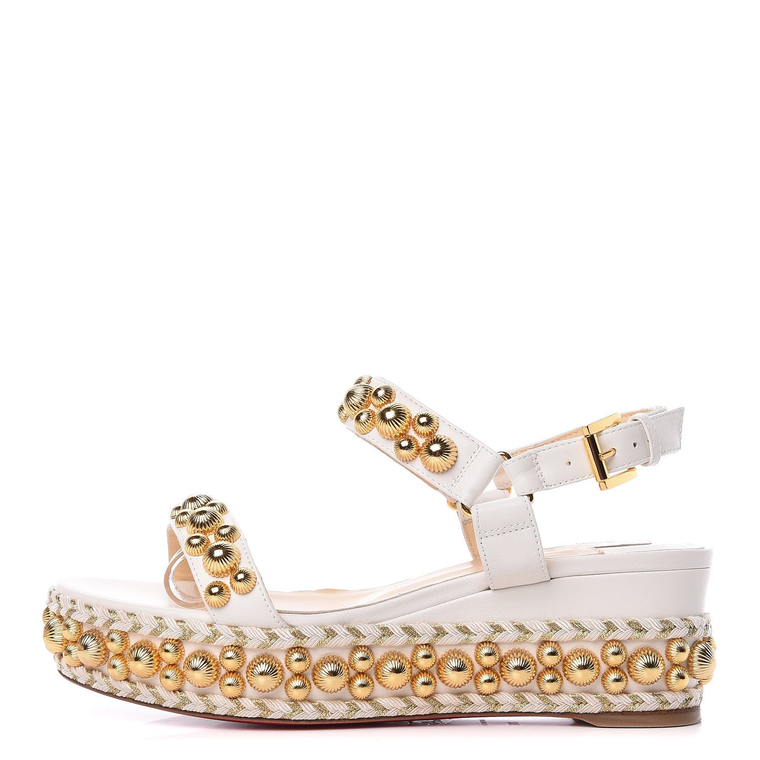 Christian Louboutin Shiny Nappa Rondaclou 60 Platform Sandals 36 Latte 1 of 9