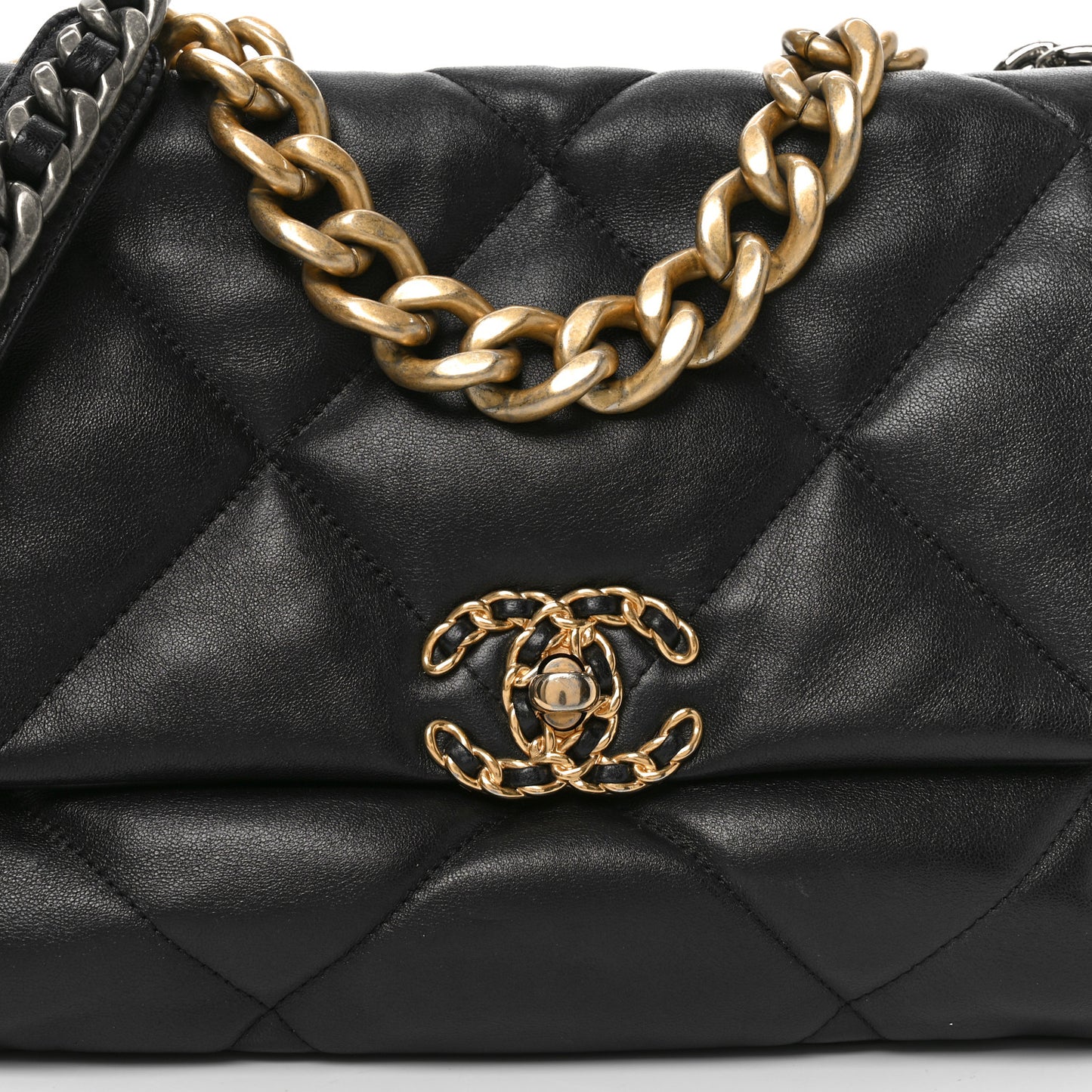 Lambskin Quilted Large Chanel 19 Flap Black