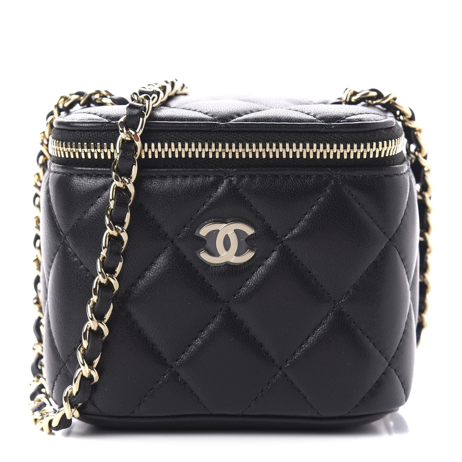 Chanel Lambskin Quilted Mini Vanity Case With Chain Black 1 of 11