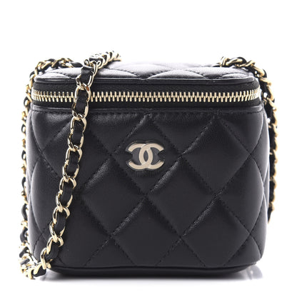 Chanel Lambskin Quilted Mini Vanity Case With Chain Black 1 of 11