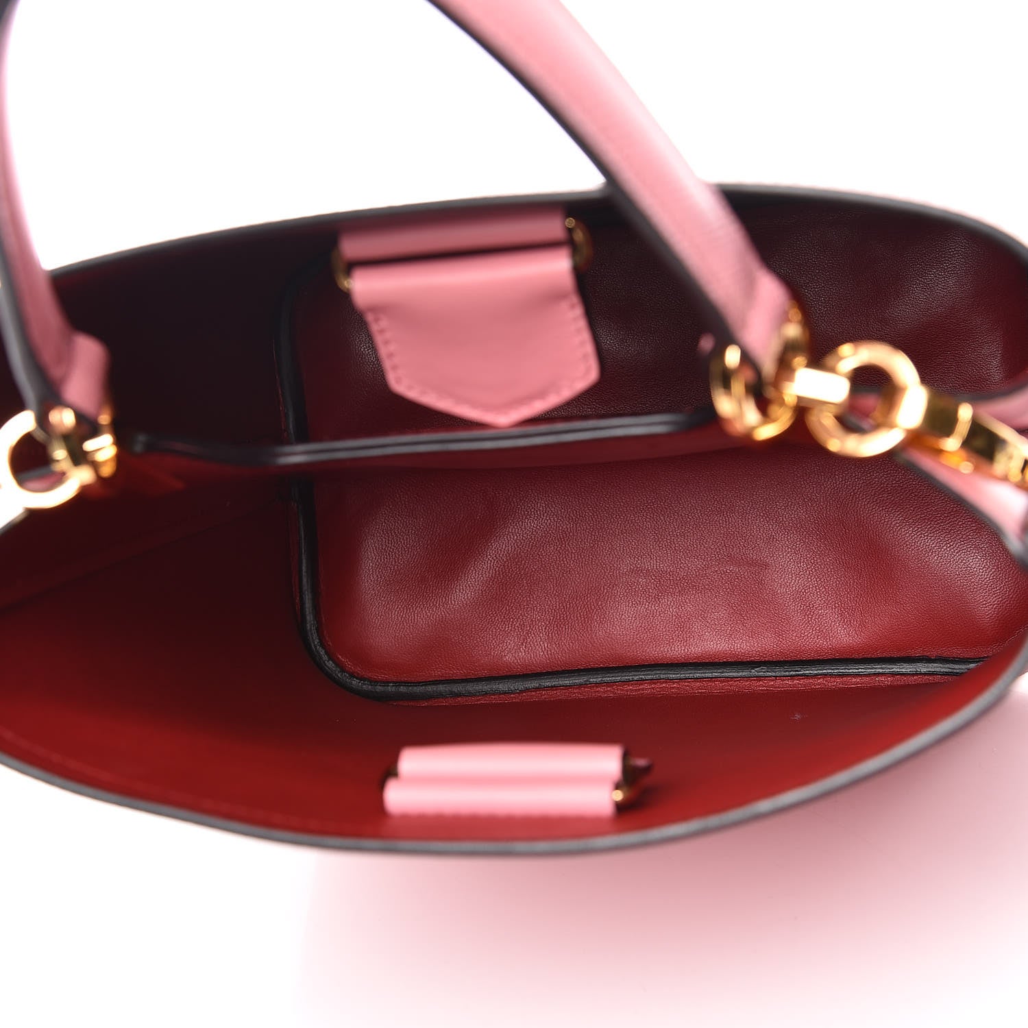 Prada Saffiano Cuir Medium Panier Bucket Bag Petalo Fuoco 6 of 10