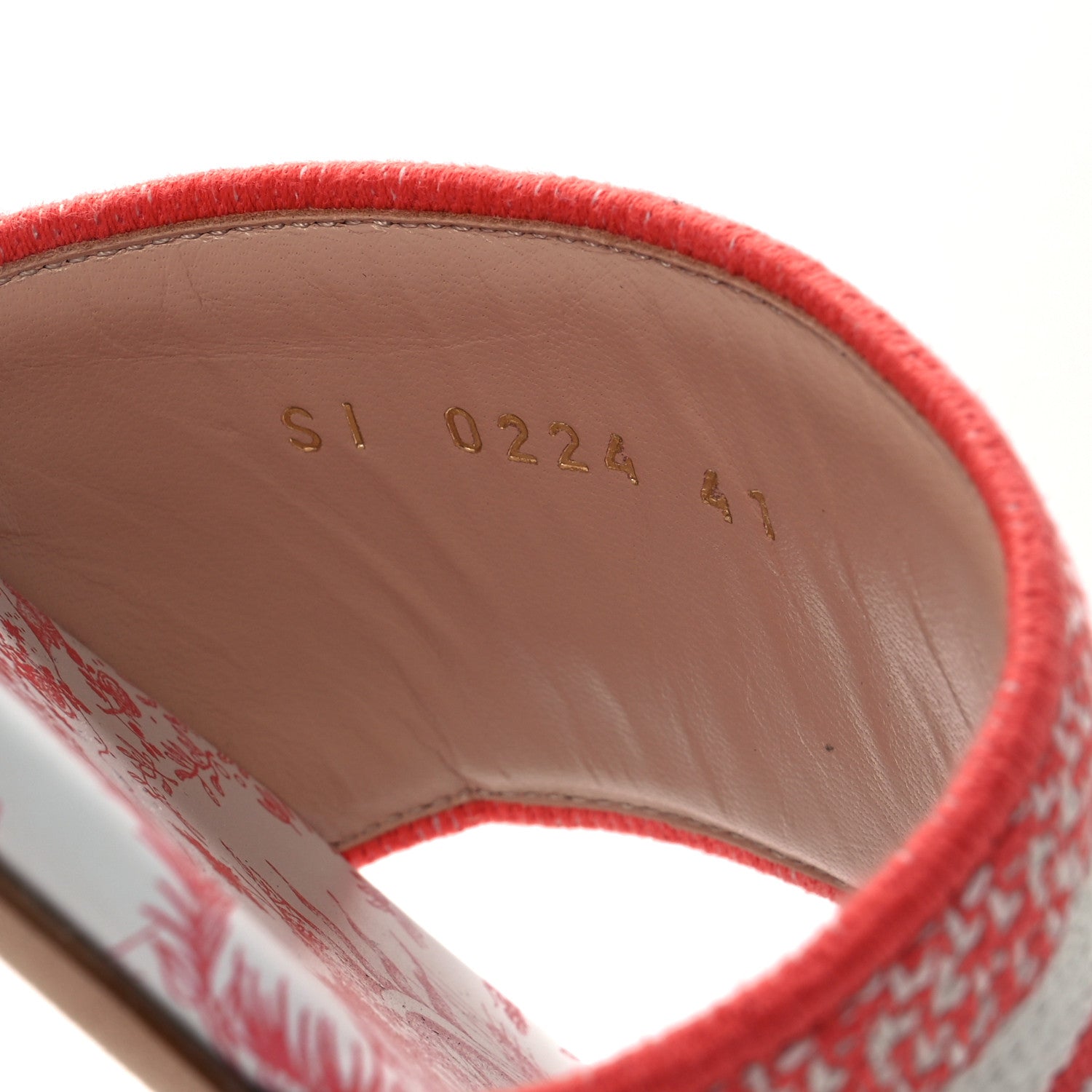 Christian Dior Canvas Soleil Embroidered Dway Flat Slide Sandals 41 Coral 10 of 12