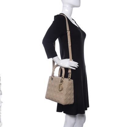 Christian Dior Lambskin Cannage Medium Lady Dior Light Beige 2 of 12