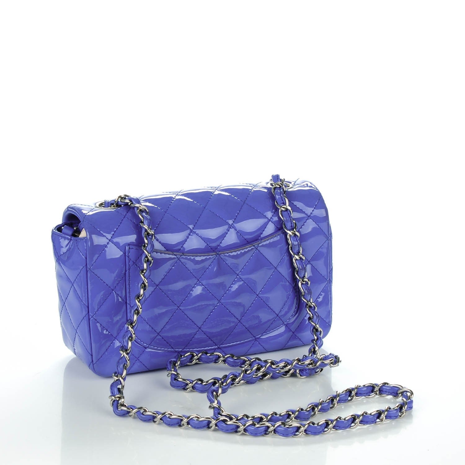 Chanel Patent Calfskin Quilted Mini Rectangular Flap Blue 4 of 9