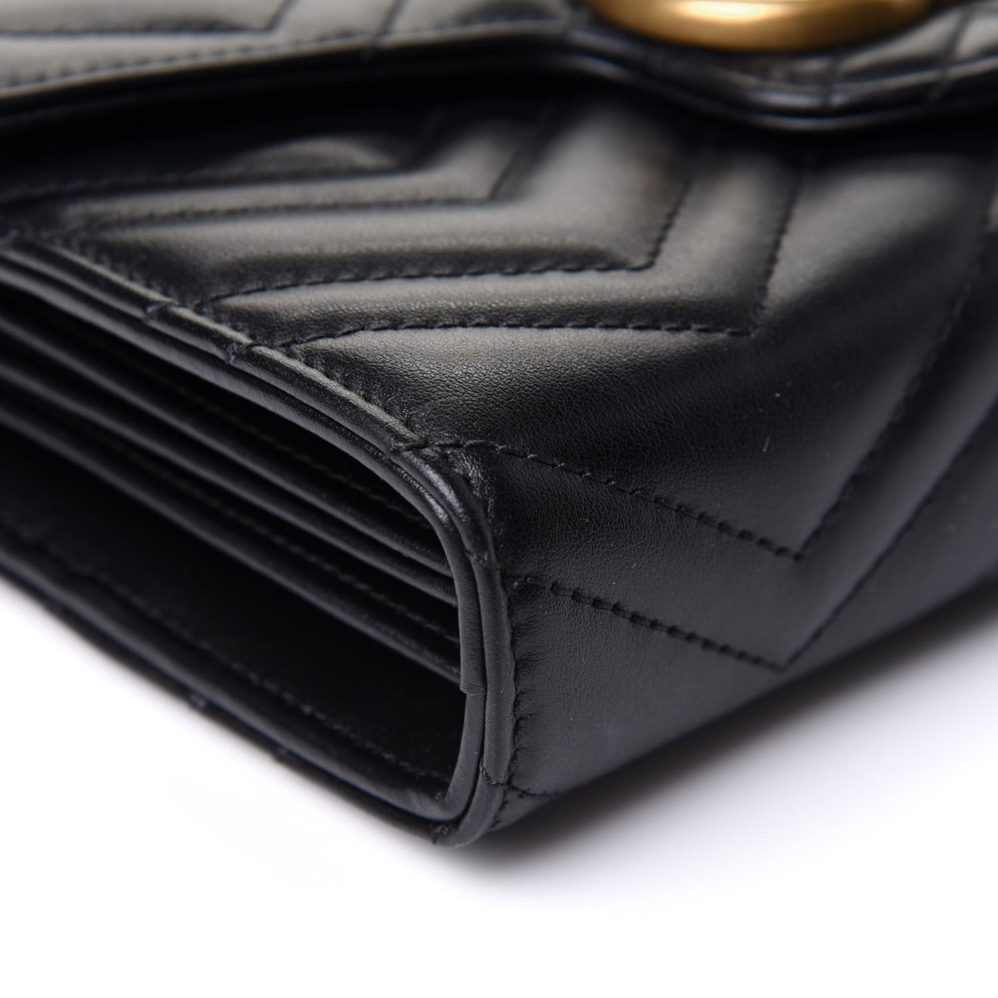 Calfskin Matelasse GG Marmont Chain Wallet Black