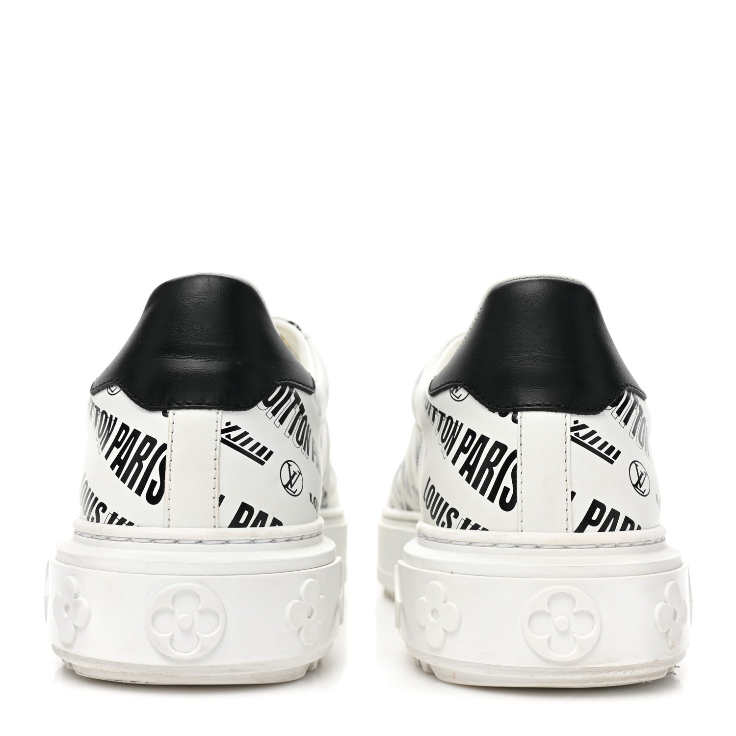 Louis Vuitton Calfskin Printed Time Out Trainer Sneakers 38 White 4 of 11