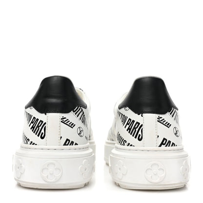 Louis Vuitton Calfskin Printed Time Out Trainer Sneakers 38 White 4 of 11