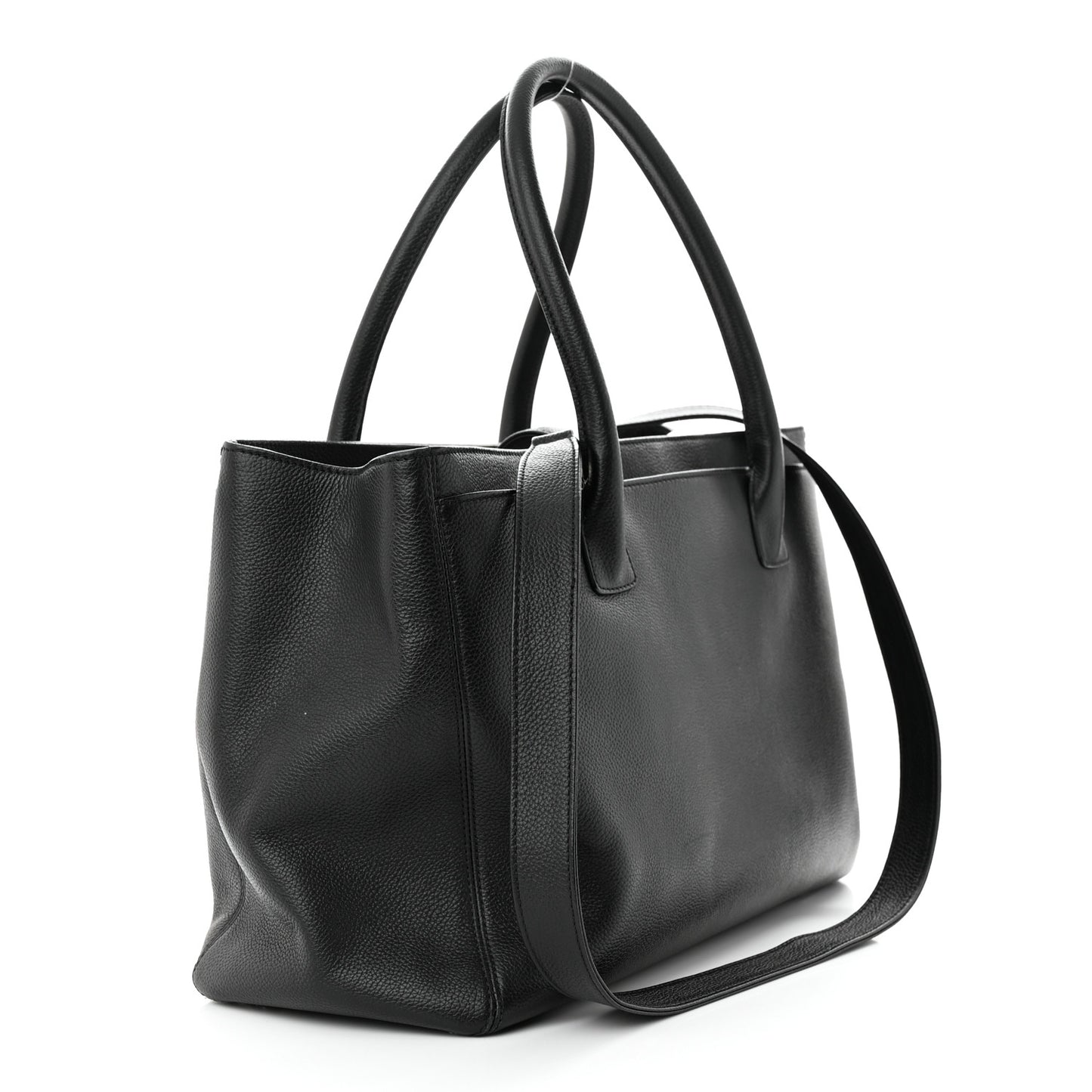 Calfskin Cerf Executive Shopper Tote Black