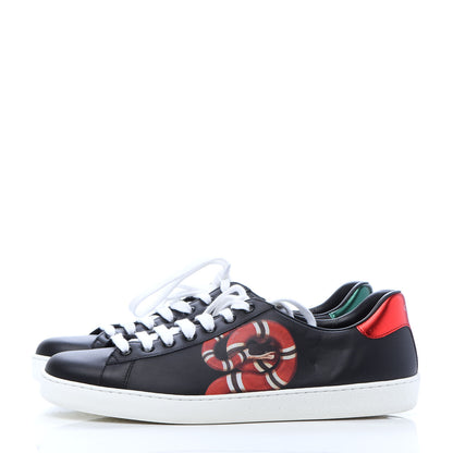 Gucci Calfskin Kingsnake Mens Ace Sneakers 9 Black Multicolor 3 of 10