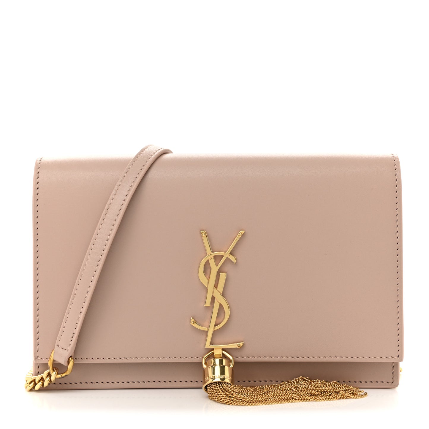 Smooth Calfskin Classic Monogram Kate Tassel Chain Wallet Pale Pink