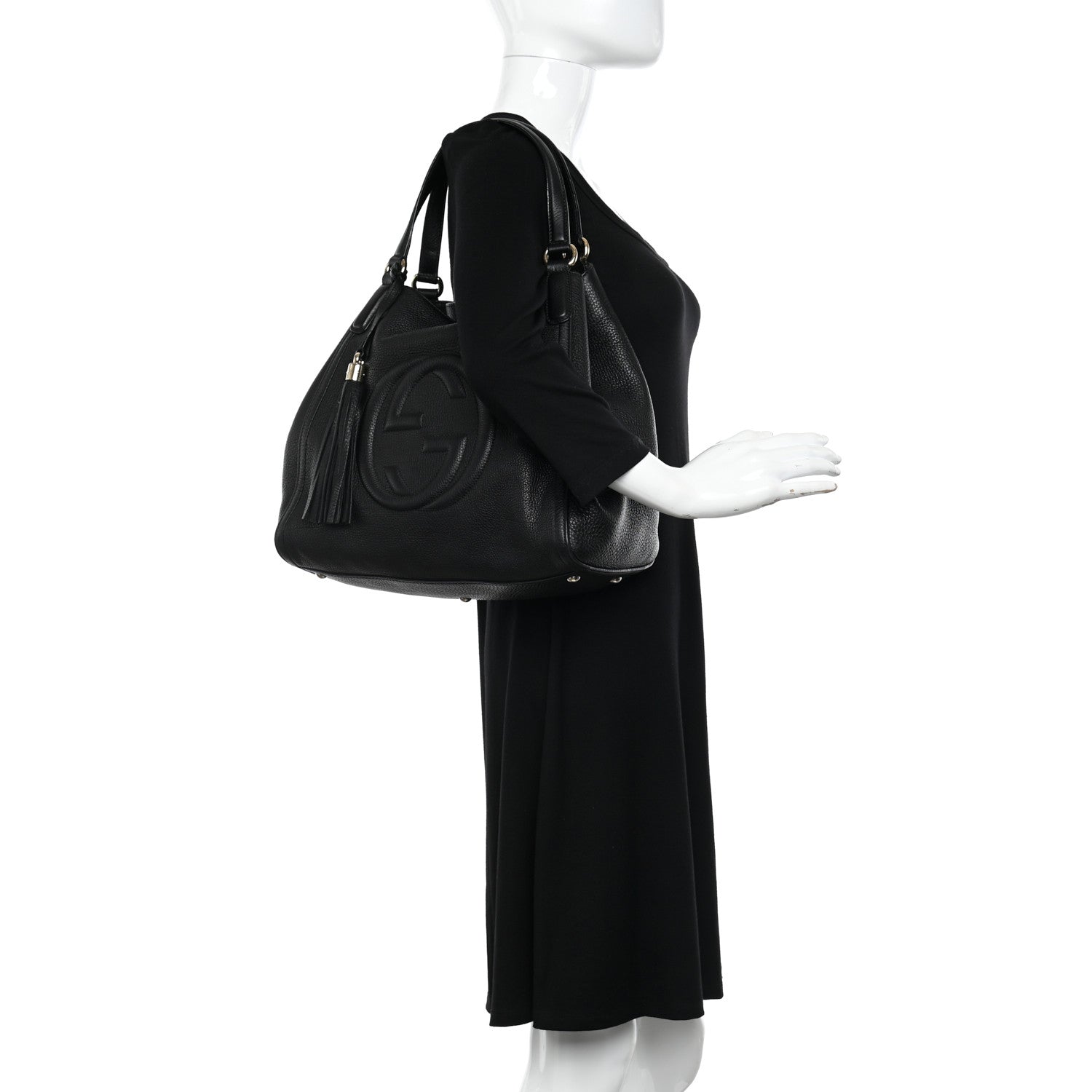Gucci Pebbled Calfskin Medium Soho Shoulder Bag Black 2 of 13