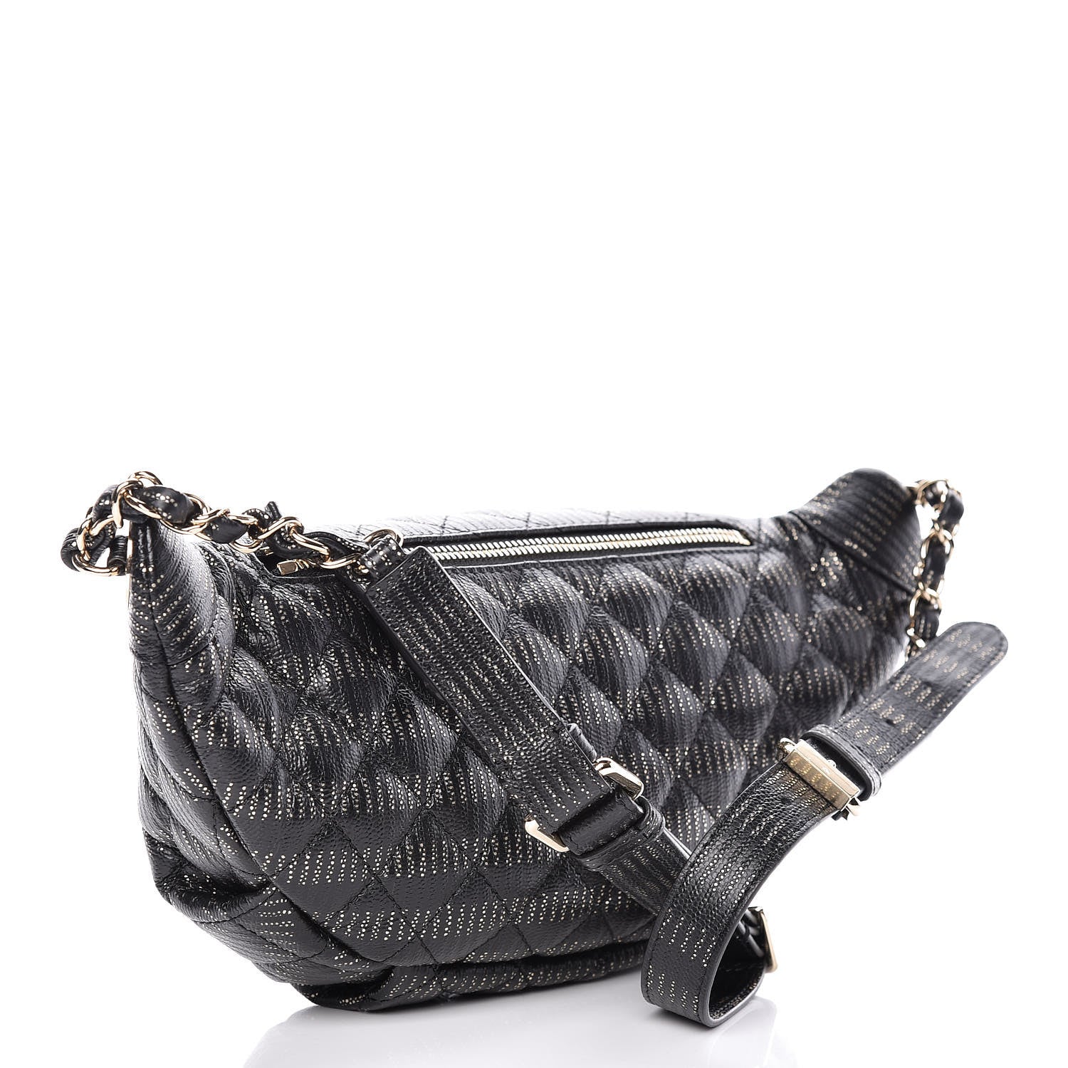 Chanel Calfskin Quilted Waist Bag Black Gold 3 of 10