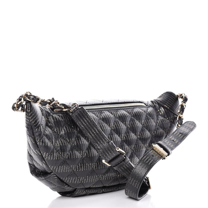 Chanel Calfskin Quilted Waist Bag Black Gold 3 of 10