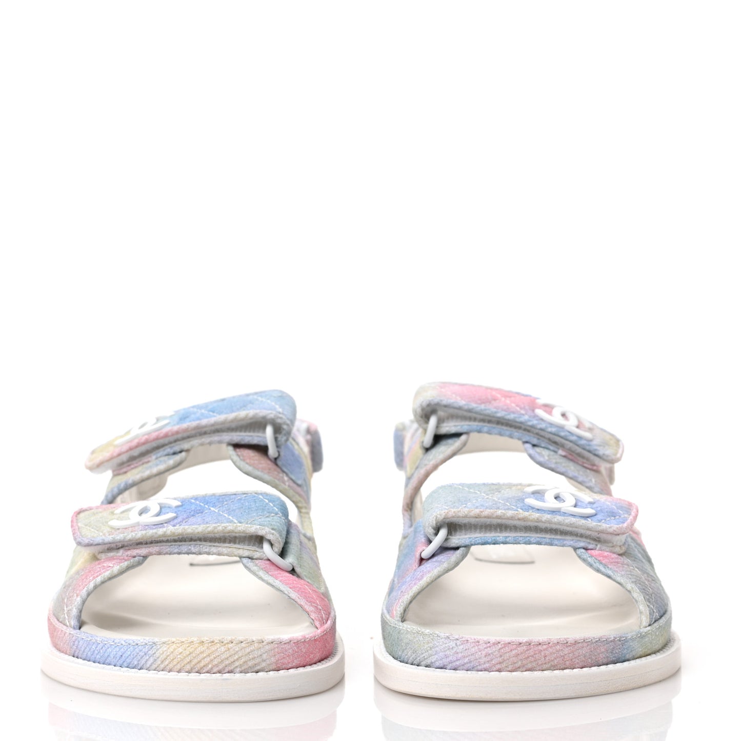 Printed Fabric Quilted Dad Sandals 39 Green Pink Blue