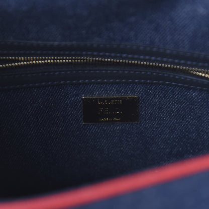 Fendi Denim Large Baguette Blue Rosso 8 of 11