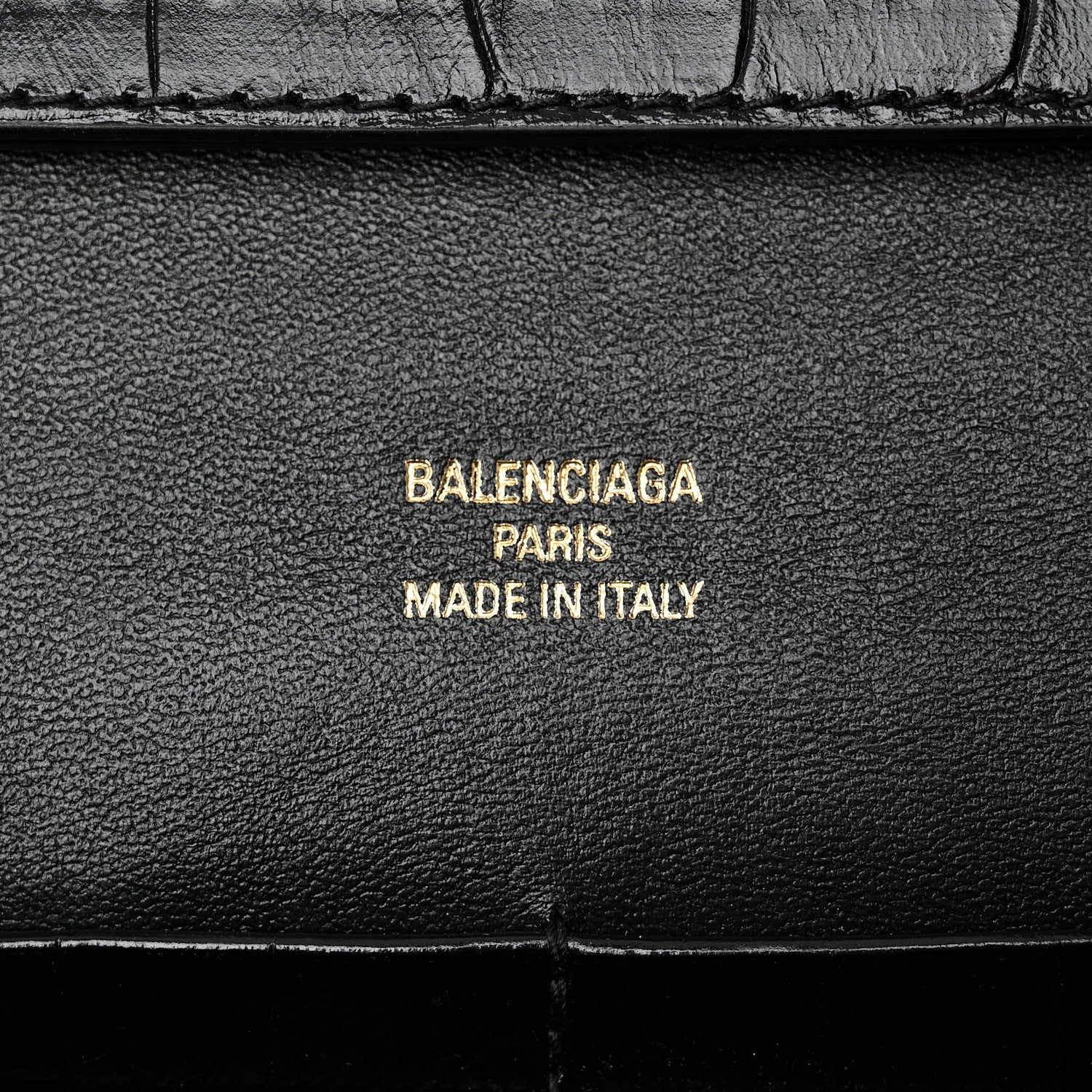 Balenciaga Crocodile Embossed Small Bel Air Clutch On Strap Black 6 of 9