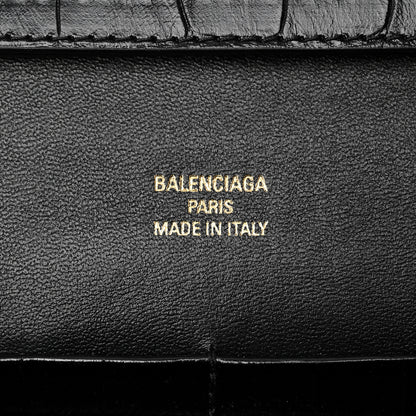 Balenciaga Crocodile Embossed Small Bel Air Clutch On Strap Black 6 of 9