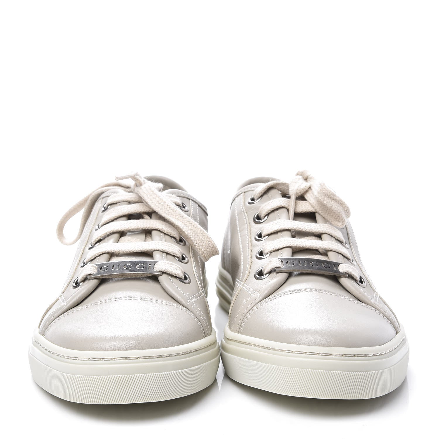Gucci Calfskin Miro Soft Womens Lace Up Sneakers 35 Mystic White 3 of 11