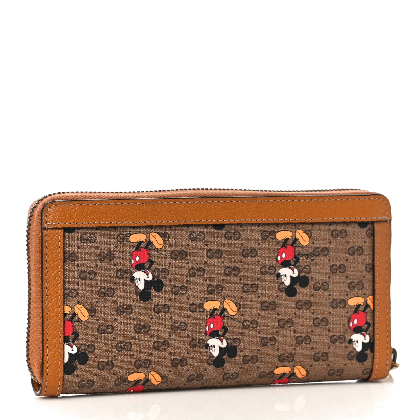 X DISNEY Mini Vintage GG Supreme Monogram Mickey Mouse Zip Around Wallet Beige Vintage Sun Oil